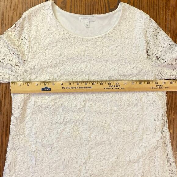 Charter Club Eyelet Checkered Plaid 3/4 Casual Blouse Top Shirt Women’s Size M - Picture 6 of 11